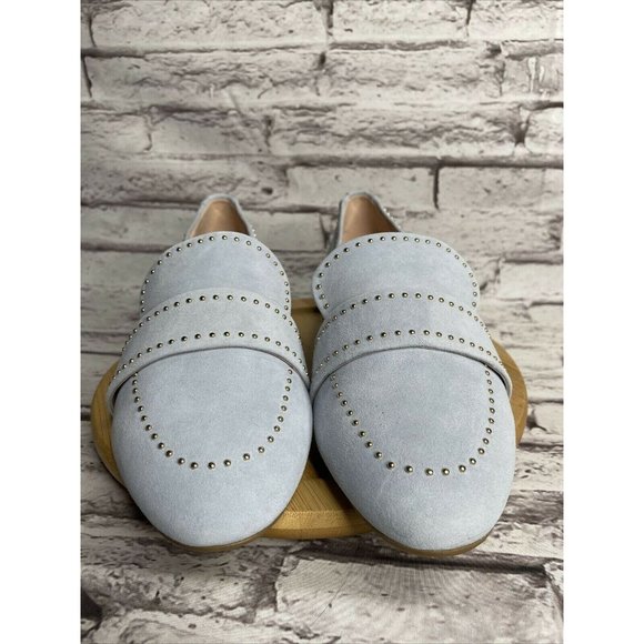 Taryn Rose Shoes Womens 8.5 Wide Moonstone Blue Studded Suede Bristol Loafers - Picture 3 of 6